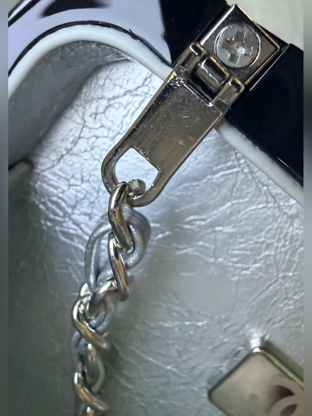 Fashion Chanel Black Crystal ‘CC’ Clutch w Silver Tone Leather Link Chain NEW - Picture 10 of 16